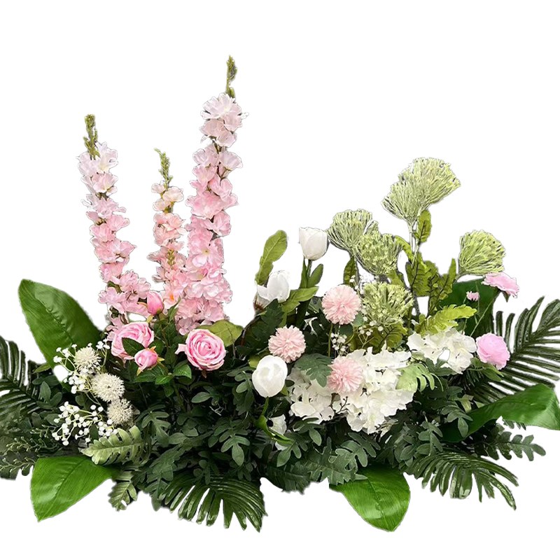 森系排花婚庆绿色粉色白色红色A路引花婚礼布置舞台背景装饰花艺