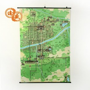 秦咸阳城 历史文k创地图 手绘地图 挂画 80X120cm