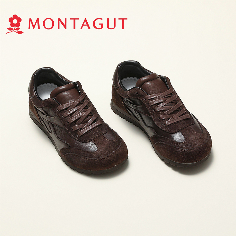 Montagut/梦特娇低帮德训鞋透气头层牛皮时尚休闲鞋英伦风女鞋