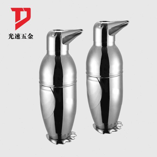 创意不锈钢企鹅调酒器手摇雪克杯 500ml鸡尾酒摇酒器酒吧调酒工具