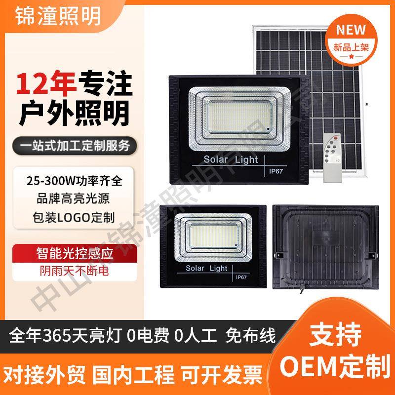 太阳能投光灯户外防水智能感应家用惠民款聚宝盆投光灯泛光灯跨境