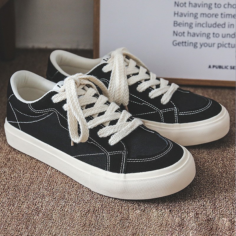特大码男士帆布鞋45黑色低帮韩版男鞋4E6学院休闲板鞋47运动鞋子4
