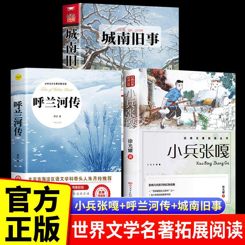 【可开票全新正版】全3册 小兵张嘎+呼兰河传+城南旧事 五年级六年级必的课外书彩图徐光耀原著适合四至六年级看的红色经典小学生