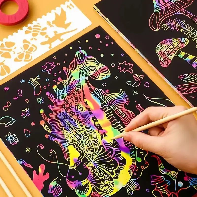 【下单立减50】儿童炫彩刮画纸diy手工彩色刮刮画创意涂鸦趣味刮