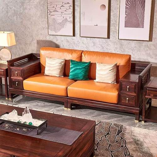 印尼黑酸枝新中式沙发红木客厅真皮家具阔叶黄檀现代大户型沙发