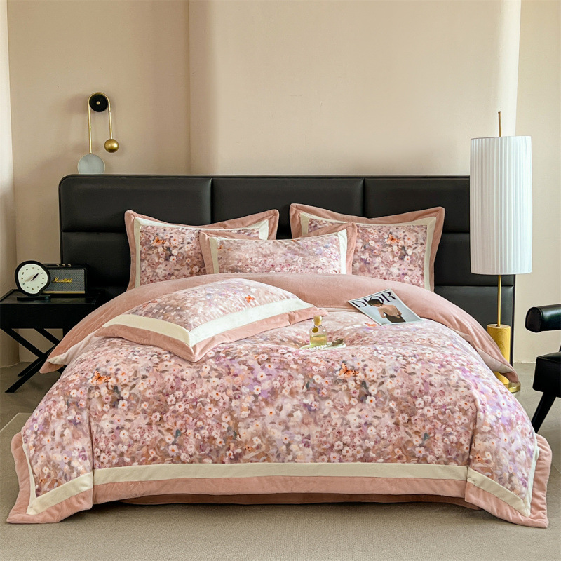 75D牛奶绒四件套秋冬加厚绒套件