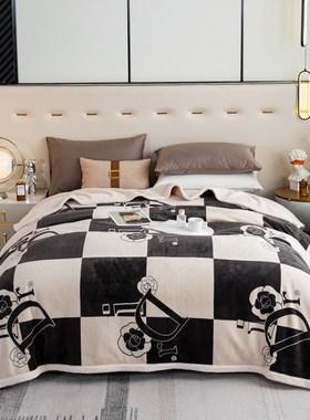 轻奢时尚宝d宝绒覆合盖毯 秋冬加厚保暖床盖毛毯羊羔绒礼品毯子牛