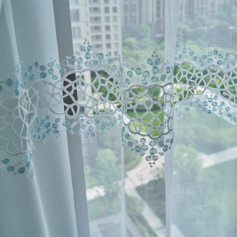 飘窗窗帘卧室新欧式绿色米色拼接纯色落地遮光窗幔帘头定制