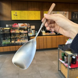 复古胡桃d木 316不锈钢迷你小锅铲炒菜铲子小号家用防烫小炒勺