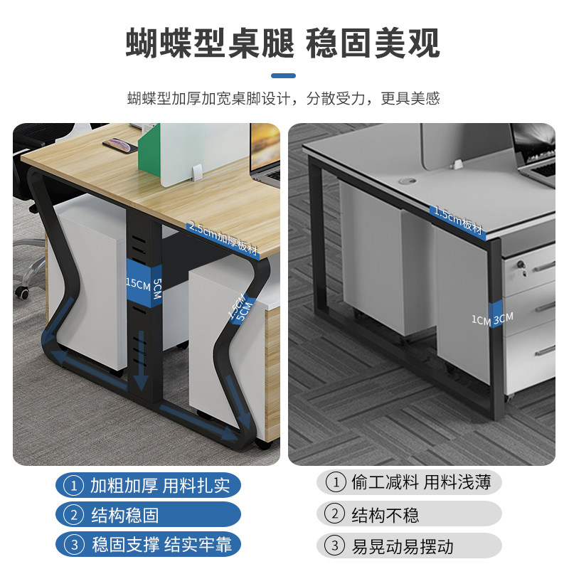 人办公桌面对面两人位员工桌现代办公卡座人位职员办公桌