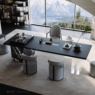 国家补贴茶桌高级感岩板茶台别墅客厅家用2025新款高端茶桌椅组合