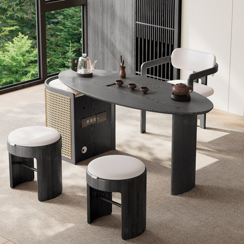 新中式阳台茶桌椅组合现代简约实木白蜡木小户型高端功夫茶台新款