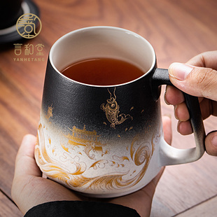 定制loYgo泡茶 马克杯茶杯陶瓷茶水分离杯女办公家用带盖过滤男士