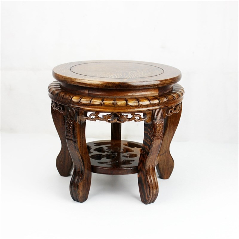 红木花架黑紫檀木实木花瓶盆景鱼缸底座矮花几奇石头摆件实木底座