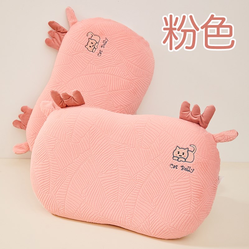 像猫肚柔软绒记忆棉枕枕头单人女低枕芯护颈椎枕助睡眠学生皮
