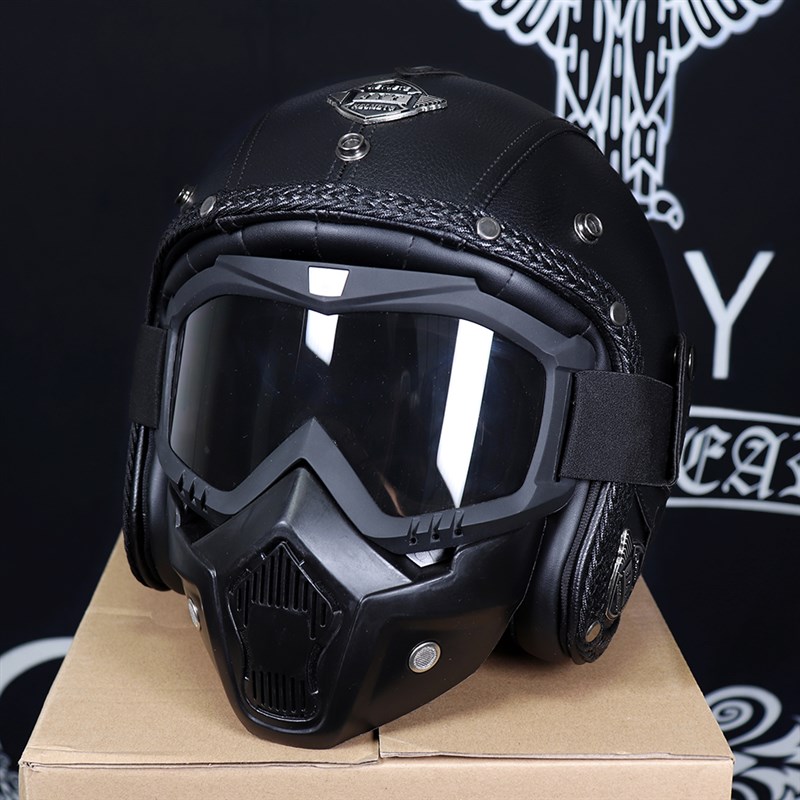 复古哈雷头盔太子巡航机车半盔男女皮盔电动摩托车安全帽四季通用