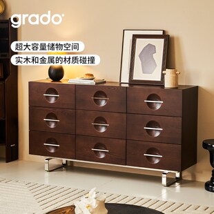 星球斗柜s中古风靠墙餐边柜储物柜实木玄关柜客厅置物 grado格度
