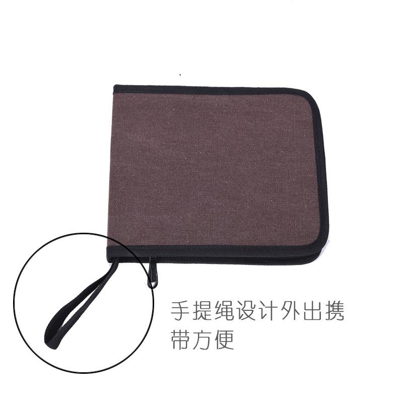 折叠式帆布插笔袋 素描铅笔袋笔帘 对折拉链画笔包 美术用品