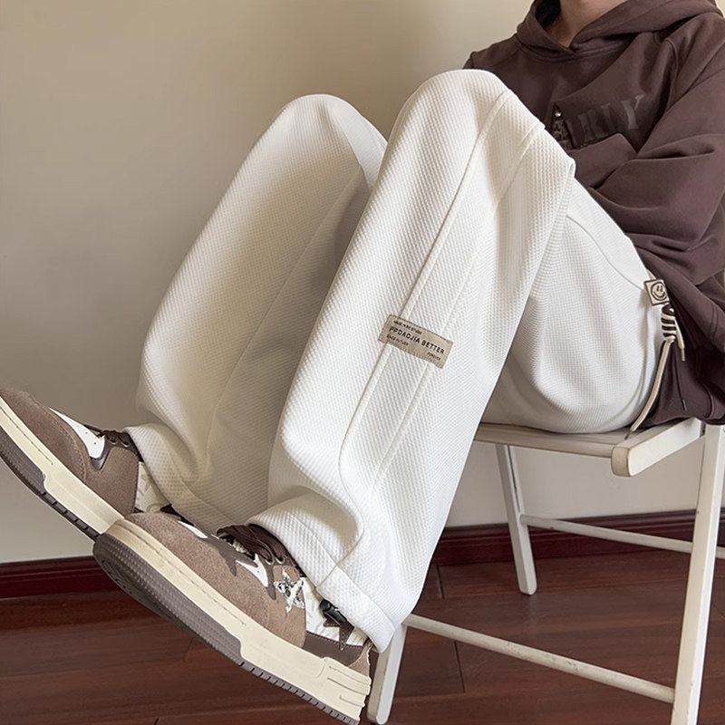 白色裤子男款秋季2025新款男士卫裤直筒宽松阔腿裤男生运动休闲裤