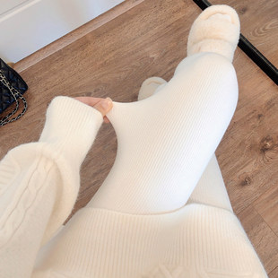秋冬加绒白色连裤 袜保暖显瘦米白色丝袜 袜女外穿加厚燕麦色打底裤