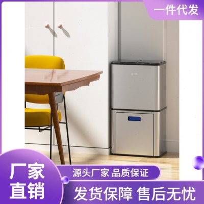 9LA3厨房智能感应垃圾分类垃圾桶干湿分离双层收纳柜家用不锈