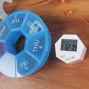 电子药盒吃药提醒器语音闹钟录音药盒便携式智能定时药盒提醒药盒