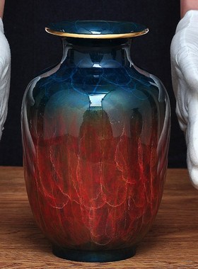 彩铜冬瓜花瓶摆件奢华家居摆设客厅花瓶插花别墅软装新房书房装饰