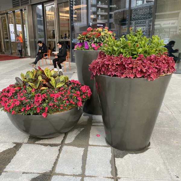 户外玻璃钢花盆商场开业花坛商业街异形花缸园林市政种植花箱花池