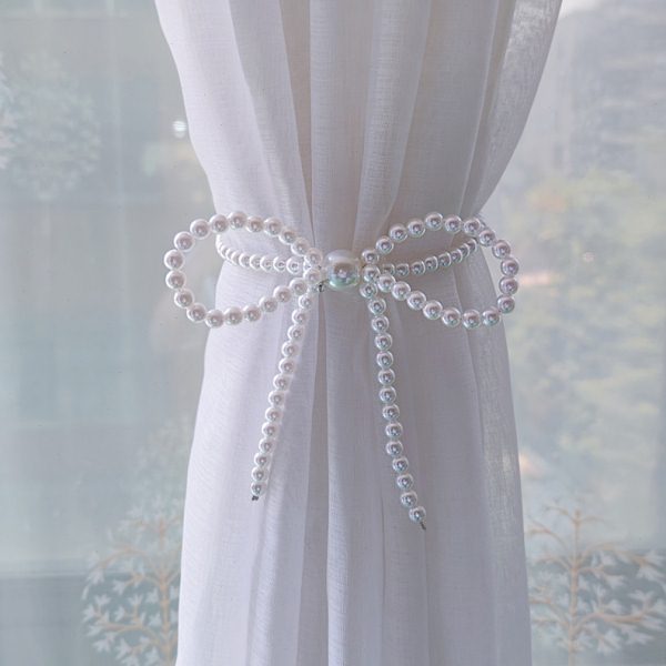 窗帘捆绑带珍珠网红仙女可爱磁吸磁铁带钻蝴蝶结束带扎带绑绳K-60