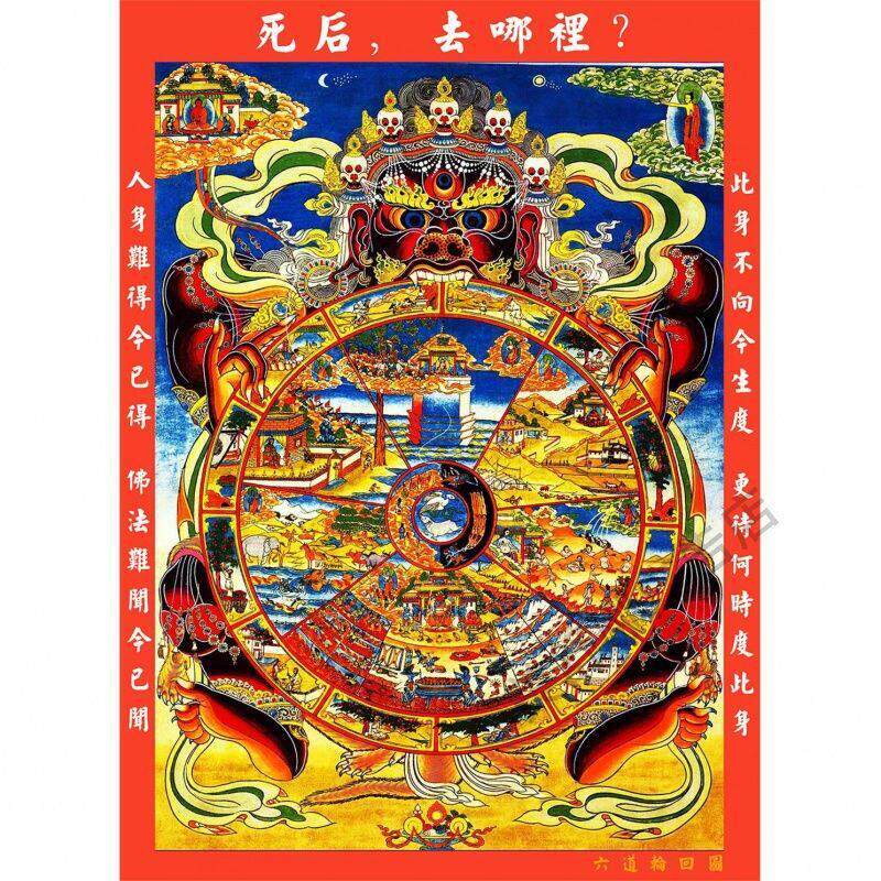六道轮回图因果报应写真海报图贴画生死轮回图十二因缘缘起画制作