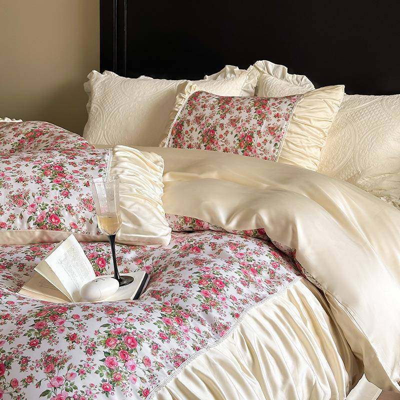 夏季兰精天丝四件套2024新款冰丝凉感法式浪漫公主风床单被套床品