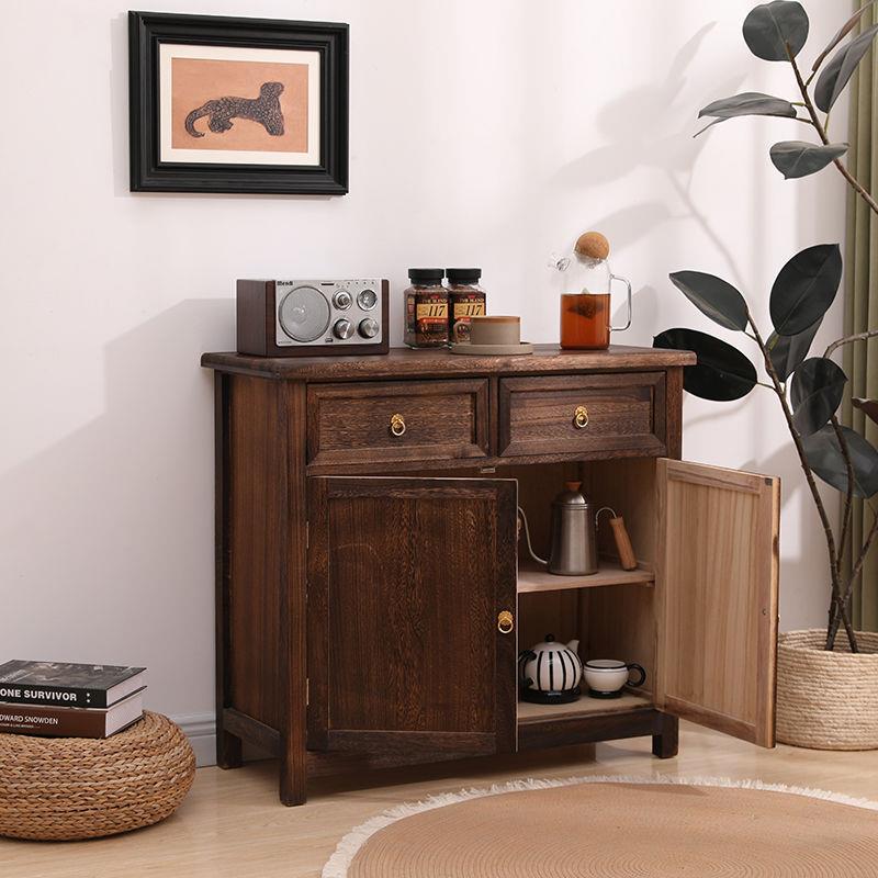 中式全实木餐边柜碗柜储物柜一体橱柜桐木茶水柜客厅餐厅收纳柜子