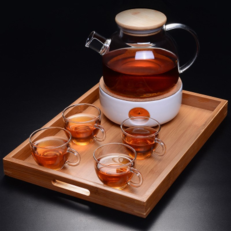 欧式田园水果茶玻璃下午茶茶具陶瓷蜡烛加热底座煮花茶壶茶杯套装