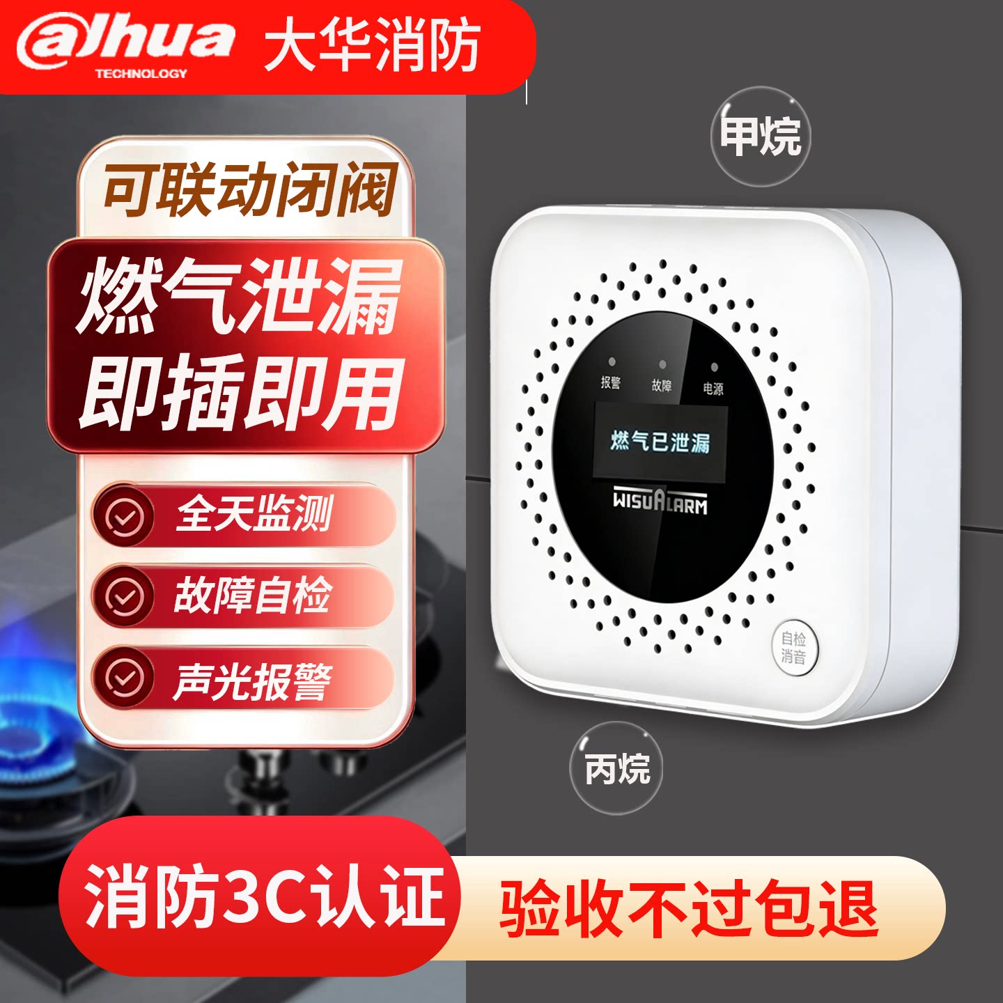 大华华消燃气报警器餐饮厨房天然气一氧化碳家用防泄漏煤气报警器