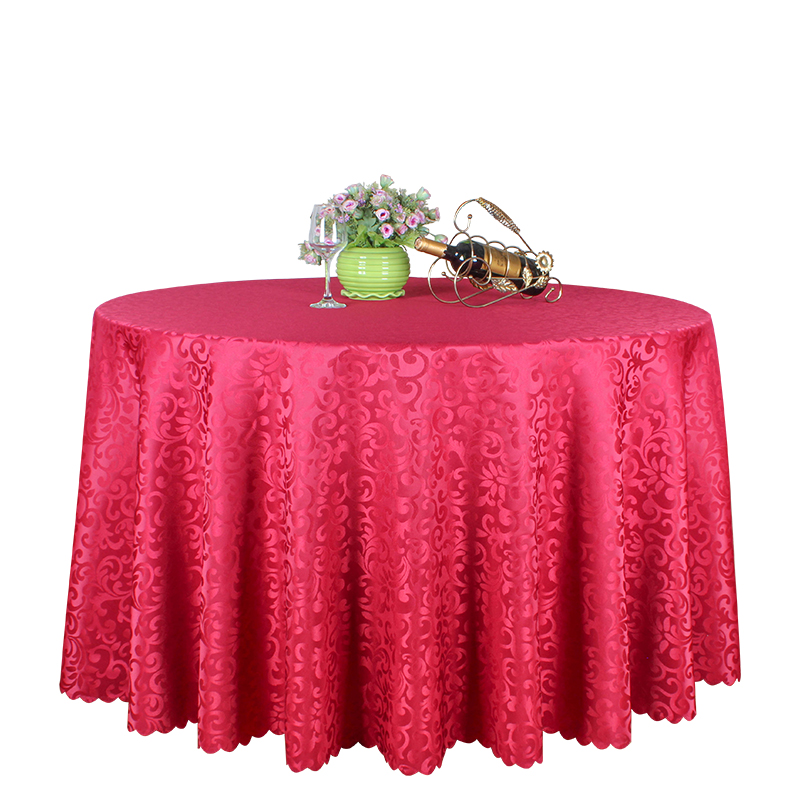 酒店大圆桌桌布红色餐桌布饭店台布长方形布艺餐厅欧式圆形桌布