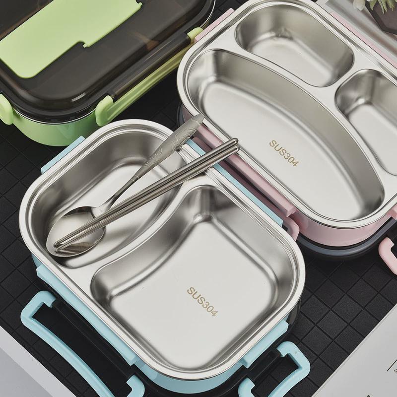 304不锈钢儿童保温饭盒小学生专用便当盒上学男生幼儿园三格餐盒