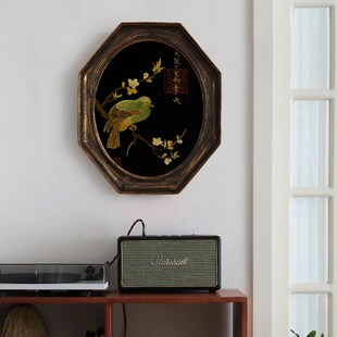 《瑞鹤》中古风创意异型相框挂画仙鹤单幅床头玄关书房背景装饰画