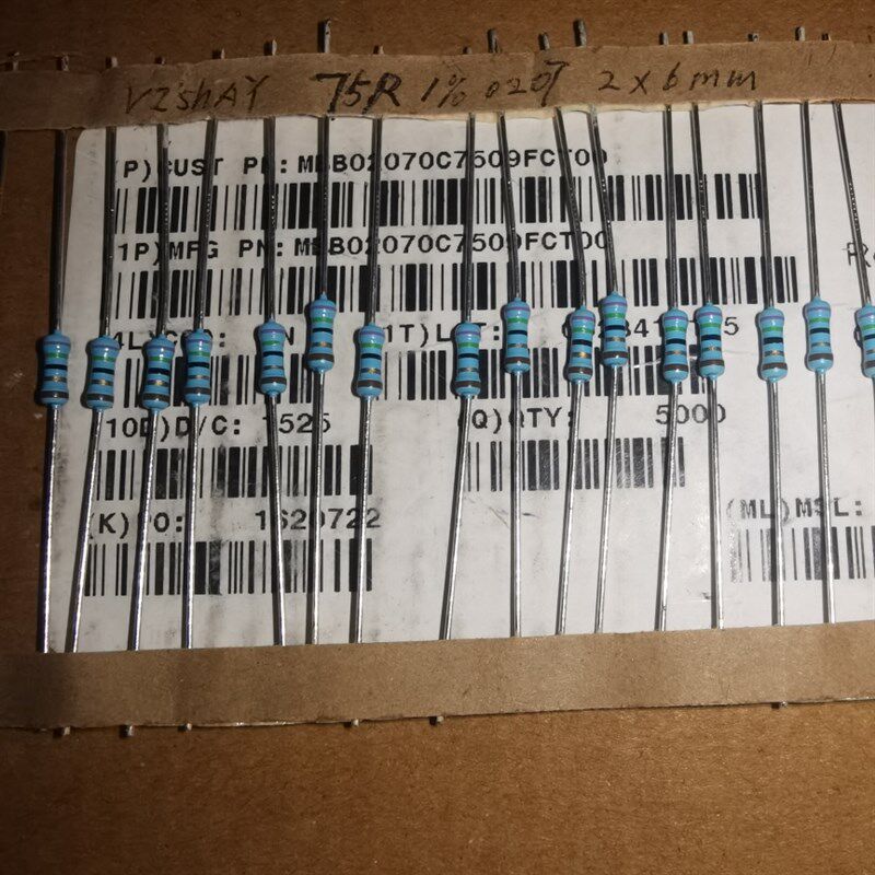 10个4元 VISHAY 75R 1% 0207发烧电阻 尺寸2X6MM