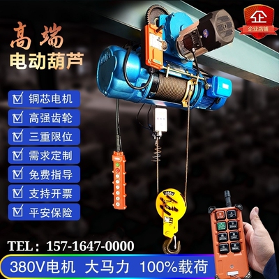 380V钢丝绳电动葫芦1吨23吨CD1T-6M遥控器天行吊航吊机2T-9米12米