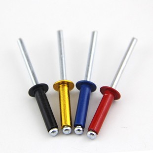潢钉圆头开口型铝拉钉M32M4M5 彩色铝制抽芯铆钉黄黑红蓝拉铆钉装