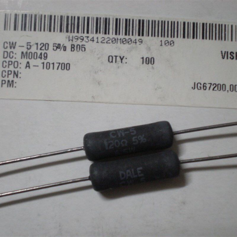 美国 VISHAY DALE 120R 5% 5W 发烧电阻 最大承受6.5W功率 7*25MM