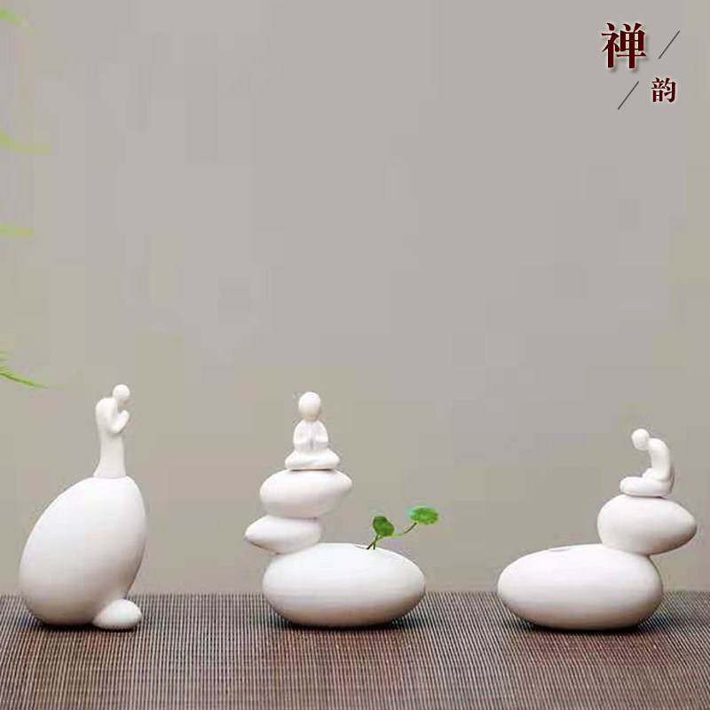 禅意陶瓷无相佛中式客厅玄关人物装饰小和尚水培花器茶宠手工摆件