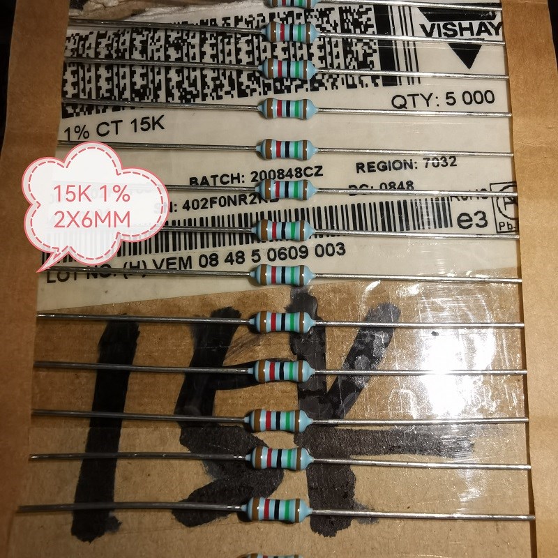 10个4元VISHAY 15K 1% 0207 粗铜脚金属膜音频电阻 2*6MM 捷克产