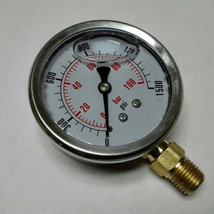 100bar 1500ps 耐震压力表 不锈钢外壳 63i i铜接头 68mm ytn