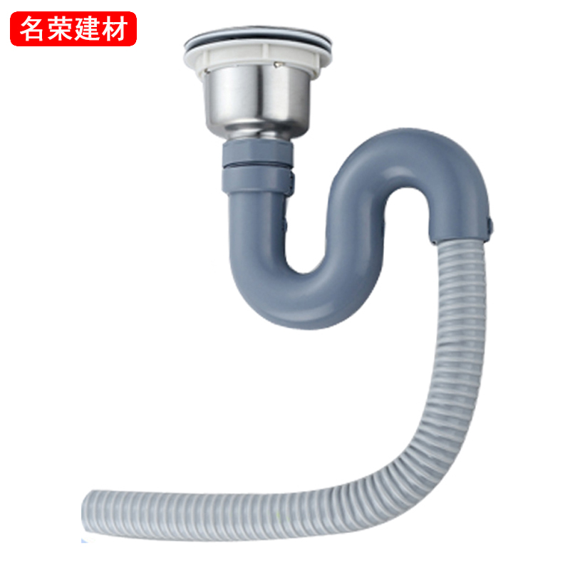 厨房无溢水口单槽不锈钢下水器洗菜盆下水管水槽下水防臭防虫过滤