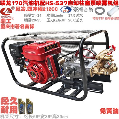 联龙170汽油机海顺537型自卸白陶瓷免黄油柱塞泵方架式喷雾打药机