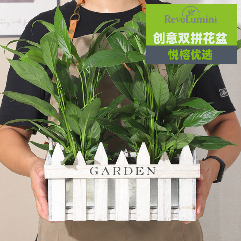 长方形木栅栏创意花盆实木防腐家用室内阳台装饰绿植盆栽复古花盆