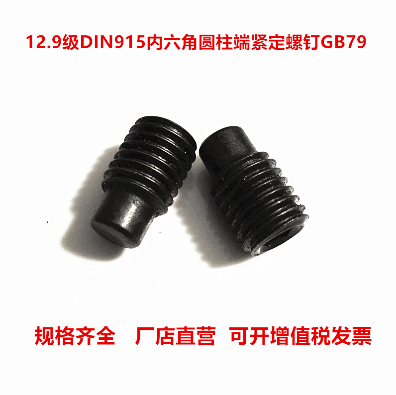 12.9级DIN915内六角圆柱端紧定螺钉/机米/顶丝/无头螺丝M8M10M12