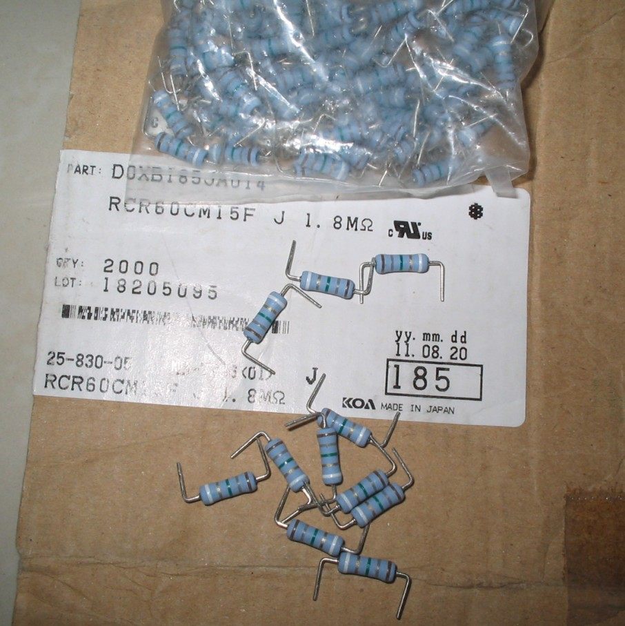 10个3元日本 KOA 1.8M 1W 发烧电阻 铜脚 3.5X10MM