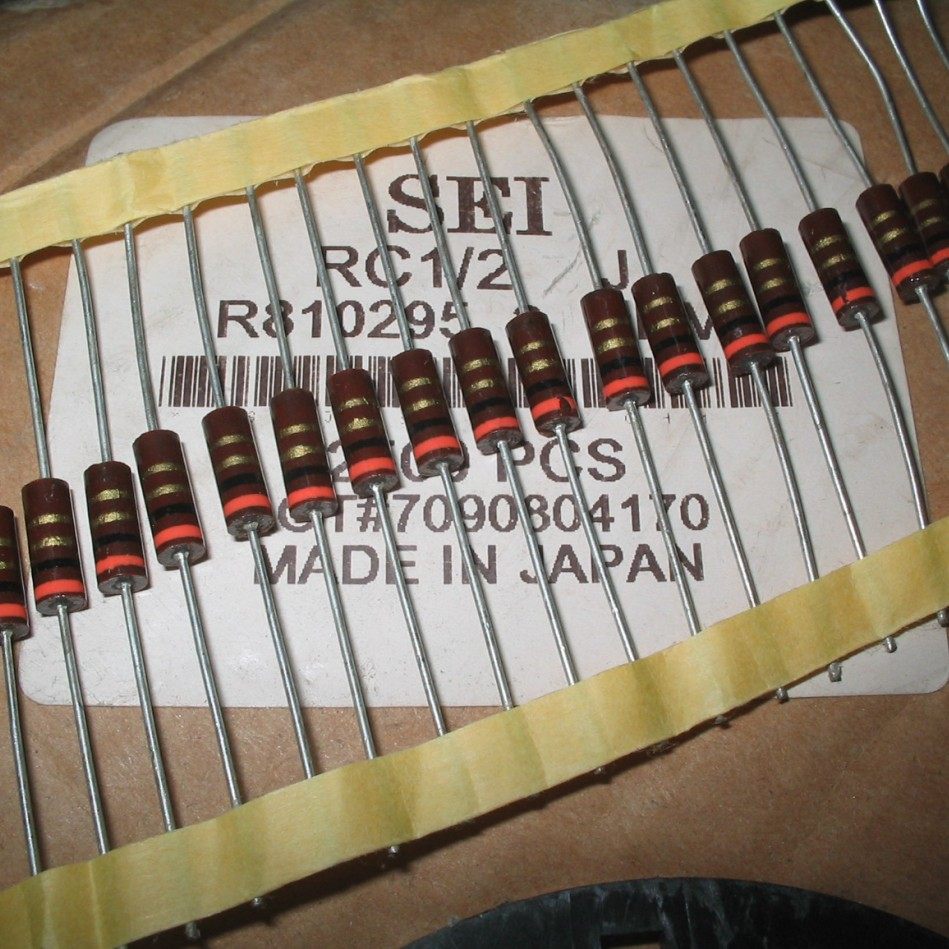 10个5元日本SEI 3R 0.5W (可代3R3) 碳芯无感电阻 误差大